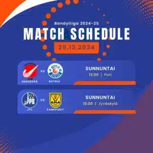 Bandyliiga jatkuu kahdella ottelulla