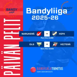 Sunnuntaina kaksi Bandyliigaottelua
