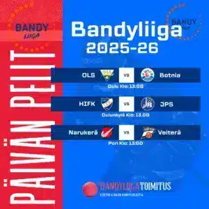 Bandyliiga jatkuu kolmella ottelulla