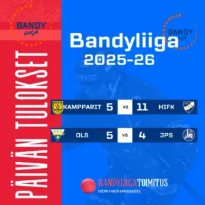 Päivän tulokset ovat seuraavat