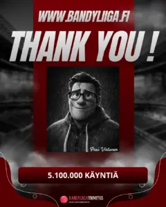 Bandyliiga.fi sivusto rikkonut jo 5,1 miljoonan käynnin rajan